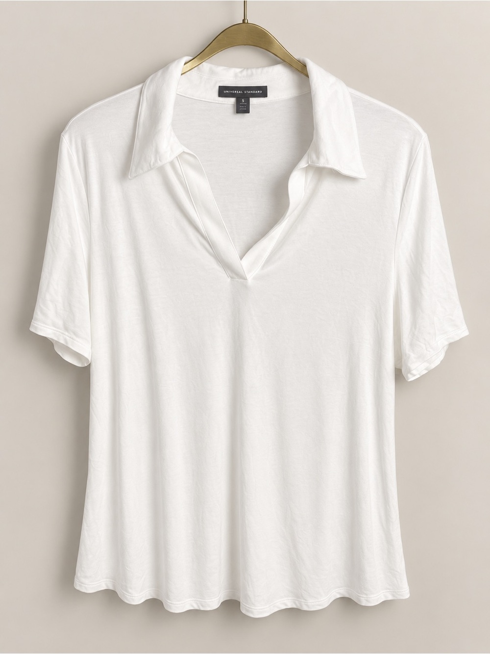 Universal Standard Apero Liquid Jersey Polo White Size S 14–16